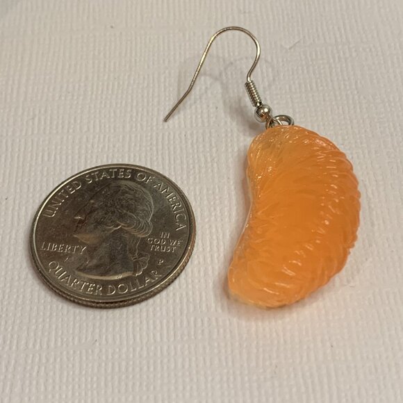 Mandarin Orange Earring, Funny Food Earring, Gift Idea, Silly Earring Novelty - Picture 4 of 4